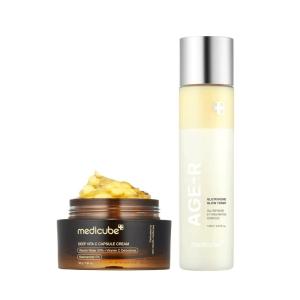 imageMedicube All Over Glow Skin Duo Deep Vitamin C Golden Capsule Face Moisturizer and AgeR Glutathione Glow Milky Toner