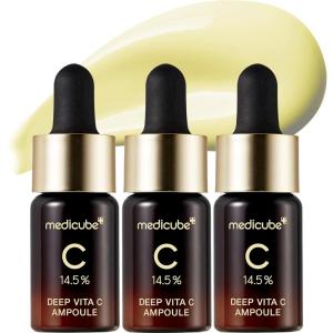 imageMedicube Deep Vita C Serum 20  145 Pure Vitamin C reduce the appearance of hyperpigmentation dark spots and blemishes  16 selftests complete  Korean skincare 10g  3 bottles