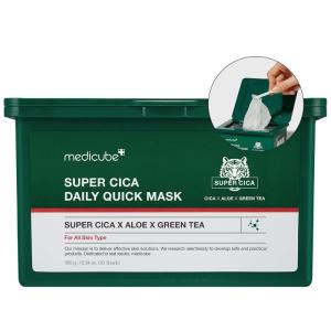 imagemedicube Super Cica Daily Quick Facial Masks 30 Sheets  60Second Soothing ampamp Hydrating Facial Mask with 88 Cica Instant Cooling ampamp Moisturization  100 Vegan Certified Korean Skincare