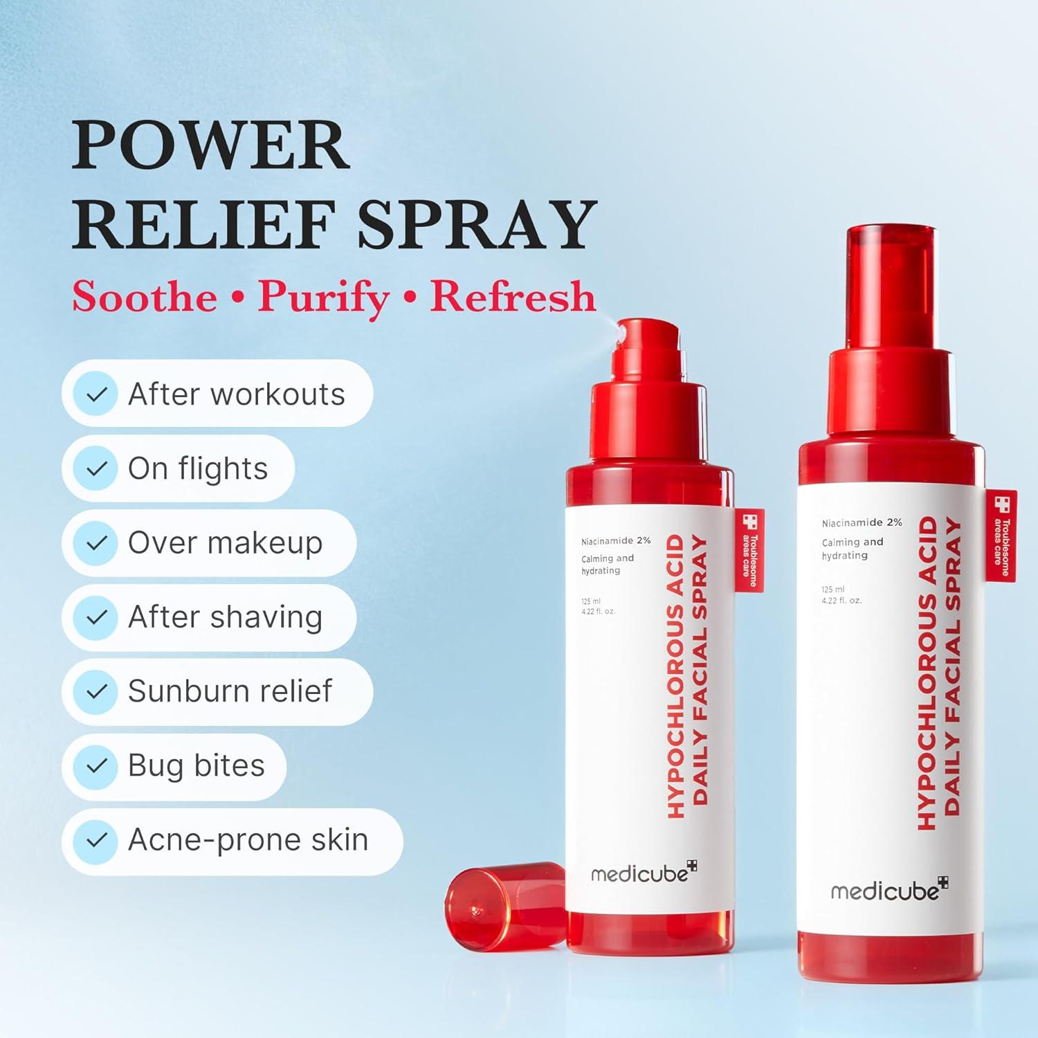 imagemedicube Power Soothing Spray  Hypochlorous Acid Spray For All Skin Types Delicate Skin  Daily Skin Solution ampamp PostSun Care  HOCI Facial Mist for Soothing ampamp Calming  Korean Skincare  422 floz