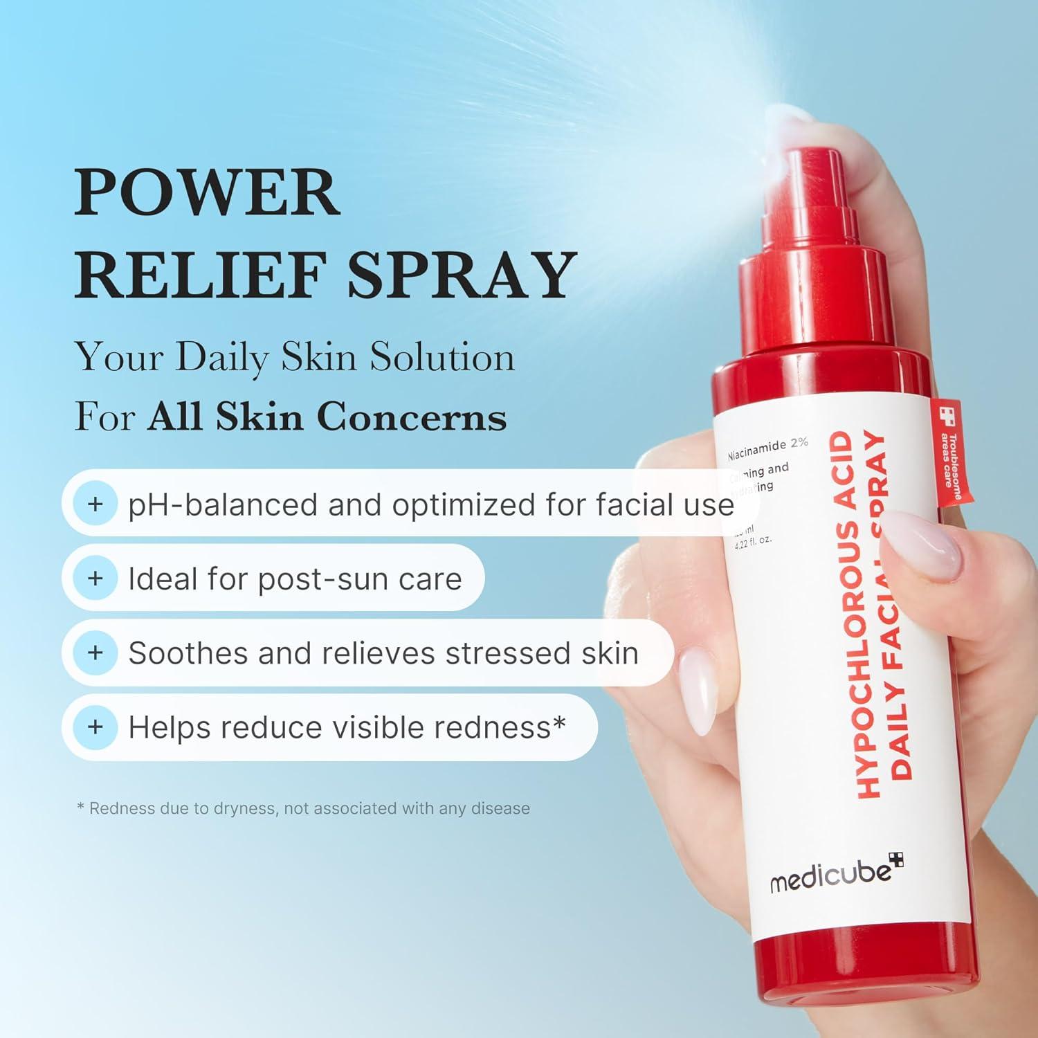 imagemedicube Power Soothing Spray  Hypochlorous Acid Spray For All Skin Types Delicate Skin  Daily Skin Solution ampamp PostSun Care  HOCI Facial Mist for Soothing ampamp Calming  Korean Skincare  422 floz