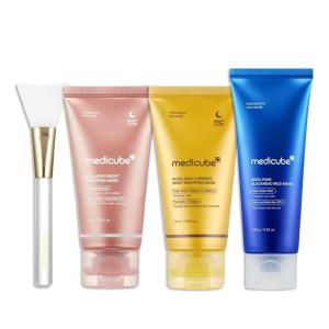 imagemedicube Pore ampamp Glow KViral Mask Set Turmeric Overnight Wrapping Peel Off Mask and Collagen Overnight Wrapping Peel Off Facial Mask Pack and Zero Pore Blackhead Mud Facial Mask and Jelly Brush 1