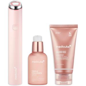 imagemedicube Ultimate Pink Glow Skincare Trio Mini Booster Pro Pink and Collagen Overnight Wrapping Peel Off Facial Mask Pack and Triple Collagen Serum 185 floz 50ml