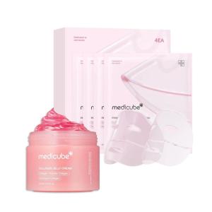 imageMedicube Pink Glass Glow Duo for Uneven skin Collagen Jelly Cream 110ml and Salmon DNA PDRN pink collagen jelly gel mask 4ea