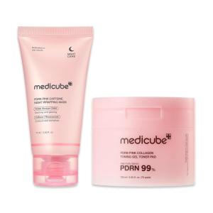 imagemedicube Pink PDRN Day ampamp Night Care Duo Salmon DNA PDRN Caffiene Overnight Wrapping Peel Off Facial Mask and Salmon DNA PDRN Pink Collagen Jelly Pad