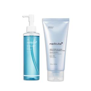 imagemedicube Smooth Pore Double Cleanse Set Zero Pore Blackhead Cleansing Oil and Zero Pore Clear Blue Capsule Facial Cleanser