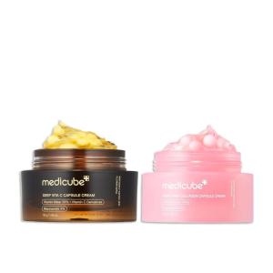 imagemedicube Uneven Skin ampamp Firm Duo Deep Vitamin C Golden Capsule Face Moisturizer and Salmon DNA PDRN Pink Collagen Capsule Cream