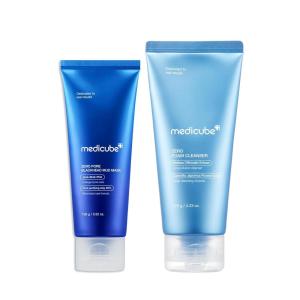 imageMedicube Home Care Duo for Flawless Skin Zero Pore Blackhead Mud Facial Mask and Zero Foam Cleanser for Sensitive Skin