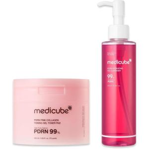 imagePDRN Soothing Care Duo Salmon DNA Pink Collagen Jelly Pad and PDRN Jelly to Foam Cleanser  Gentle but Powerful Cleanser and Toner Pad for Radiant Balanced Skin