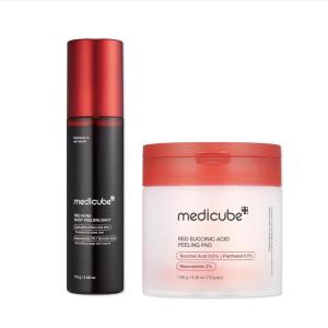 imagemedicube Red Exfoliation ampamp ToneCare Duo Red Body Peeling Shot and Red Succinic Acid Panthenol Facial Peeling Pads