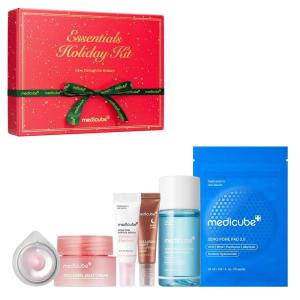 imagemedicube Essentials Holiday Kit  6in1 Mini Skincare Gift Set  Amazon Exclusive Trial Sizes for Radiant Skin  Travel Kit ampamp Stocking Stuffers with Cleansing Oil Toner Pads Serum Cream ampamp Mask