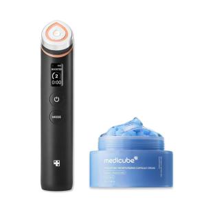 imagemedicube Hydration ampamp Calm Facial Device Set Booster Pro Black and Hyaluronic Acid Capsule Cream  for Radiant and FirmerLooking Glow and Soothing Care Korean Skincare