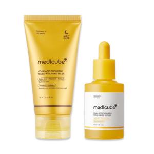 image:imagemedicube Kojic Acid Overnight Care amp Nourish Duo for Troubled Skin Kojic Acid Turmeric Overnight Wrapping Peel Off Mask 20 and Kojic Acid Turmeric Clarifying amp Balancing Capsule Serum
