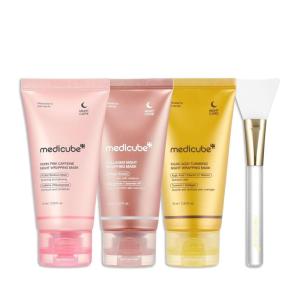 image:imagemedicube Korean Overnight Glow Mask Trio PDRN Caffeine amp Collagen amp Kojic Acid Turmeric 20 Overnight Wrapping Peel Off Facial Mask and Jelly Brush