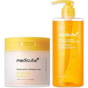 image:imagemedicube Kojic Acid Body Wash amp Prep Duo Kojic Acid Turmeric Toner Pads and Turmeric Body Wash  Simple Cleanse amp Swipe Routine for GlowingLooking Body Skin