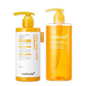 image:imagemedicube Kojic Acid Brightening Body Care Duo Turmeric Body Peel Shot and Kojic Acid Body Wash  For Brightening Exfoliating with Citrus Scent for Fresh Shower Routine