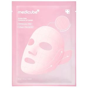 image:imagemedicube PDRN Pink Tension Up Mask  3Step Vline Mask for ContouredLooking Chin amp Jawline  FullFace Firming Care with Salmon PDRN NAD amp Caffeine  Korean Skincare 34g x 4ea  Tightening Band