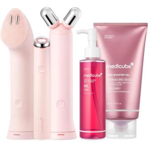 image:imagemedicube Cleanse Contour amp Clear Set Mini Booster Pro Plus Full Set Pink PDRN Jelly to Foam Cleanser and PDRN Booster Gel  Cleanse Boost amp Clear Pores for Radiant Smooth Skin  Korean Device
