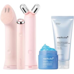 image:imagemedicube Cleanse Contour amp Plump Device amp Skincare Set Mini Booster Pro Plus Facial Set Pink  3in1 Korean Facial Device  Cleanse Define Boost for Hydration Clear Pores and Stronger Skin