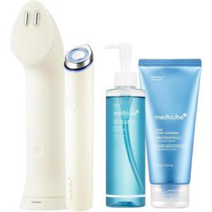 image:imagemedicube Ultimate Double Cleansing Set Mini Booster Pro Plus Cleansing Device Set Beige Zero Pore Blackhead Cleansing Oil and Zero Foam Cleanser