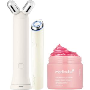 image:imagemedicube Glass Glow Booster Duo Mini Booster Pro Plus Beige amp Collagen Jelly Cream  Enhances Absorption amp Radiance  Firming Hydrating amp Glow  Korean Facial Device Gifts for Women Skincare Set