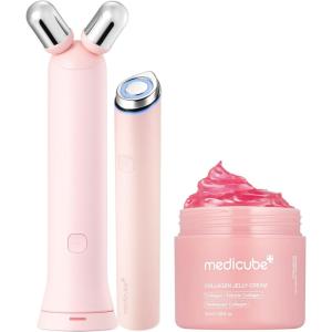 image:imagemedicube Glass Glow Booster Duo Mini Booster Pro Plus Pink amp Collagen Jelly Cream  Enhances Absorption amp Radiance  Firming Hydrating amp Glow  Korean Facial Device Gifts for Women Skincare Set