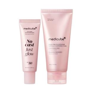 image:imagemedicube Daily Glow Prep Duo PDRN Capsule Foam Cleanser and No Cast Collagen Sunscreen SPF 50  Hydrating Pore Cleanse amp Lightweight UV Protection  Korean Skincare Set