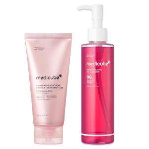 image:imagemedicube PDRN Double Cleanse Duo Pink Glutathione Capsule Foam and Jelly to Foam Cleanser  Deep Pore Cleansing Hydrating Low pH Face Wash  Korean Skincare Set